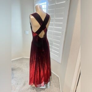 All That Jazz‎ iridescent Black Red Criss Cross Back Formal Dress Y2k fairy sz 8